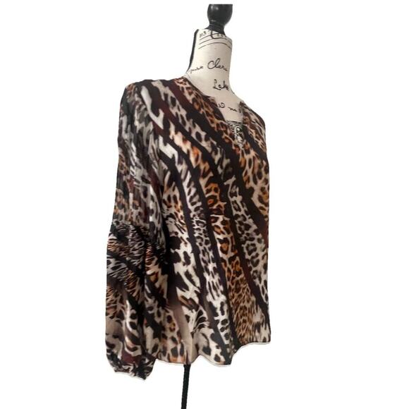 Kobi Halperin Blouse Silk Fallow Mix Leopard Print  Embellish Eye Catching Sz S - Picture 15 of 16